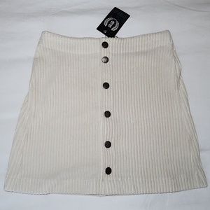 Z Supply Wale Corduroy Skirt, White, Size Small